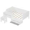 Twin Size Daybed With Storage Shelves And Lockers, Multi Functional Bed With Study Desk And Matching Stool - White - Image 6
