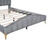 Queen Size Platform Bed With Thick, Stylish Stripe Decorated Bedboard And Elegant Leg - Gray - Image 7