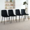 Indoor Velvet Dining Chair, Modern Kitchen Dining Chair With Cushion Back, Upholstered Side Chair With Coated Metal Legs, Family Kitchen Dining Room And Living Room (Set of 4) - Black - Image 4