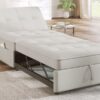 4 In 1 Sofa Bed, Chair Bed, Multi - Function Folding Ottoman Bed With Storage Pocket And USB Port For Small Room Apartment, Living Room, Bedroom, Hallway - White - Image 2