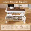 Modern Kitchen Island With Extendable Dining Table & Power Outlet - White - Image 24