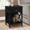 Accent End Table, 2 Tier, Storage Drawer, Transitional - Black - Image 2
