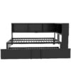 Full Size Daybed With Trundle, Storage Cabinets And USB Ports - Black - Image 12