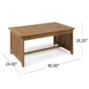 Acacia Wood Outdoor Coffee Table, Rectangular Patio Coffee Table For Outside - Brown Patina - Image 2