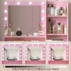 Vanity Desk With Mirror & Light, Large Drawer Three Level Storage Dresser, 3 Lighting Modes Adjustable Brightness, Bedroom Dressing Table - Pink - Image 6
