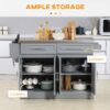 Homcom - Rolling Kitchen Island With Storage, Portable Kitchen Cart With Stainless Steel Top, 2 Drawers, Spice, Knife And Towel Rack And Cabinets - Gray - Image 4