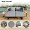 Outdoor Patio Daybed Rattan Daybed Outdoor Sunbed With Detachable Pillows For Patio, Backyard, Pool - Gray - Image 6