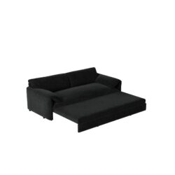 Queen Pull Out Sofa Bed, 3 In 1 Convertible Sleeper Sofa With Side Storage Multifunctional Velvet Loveseat Bed For Living Room - Black