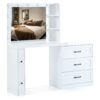 Vanity Desk With Freely Adjustable Side Cabinet, Makeup Vanity With Hollywood Lights, 5 Storage Drawers & 2-Shelves, Modern Dressing Table - White - Image 17