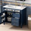 Bathroom Vanity With Top Sink, Modern Bathroom Storage Cabinet With 2 Drawers And A Tip-Out Drawer, Single Sink Bathroom Vanity - Blue - Image 18