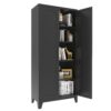 2 Shapely Doors Cabinet, Metal Storage Cabinet With Doors And Adjustable Shelves, For Bedroom, Living Room, Kitchen - Black - Image 5
