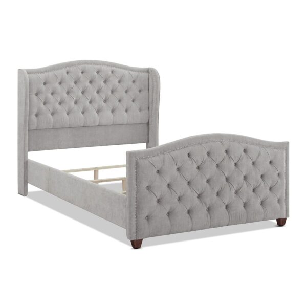 Marcella - Queen Upholstered Shelter Headboard Bed Set - Silver Gray