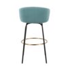 Claire - Contemporary / Glam Barstool With Footrest (Set of 2) - Black / Light Blue - Image 5