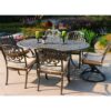 Oval 6 Person 72" Long Aluminum Dining Set Sunbrella With Cushions - Gray / Ivory - Image 2