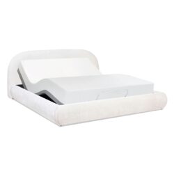 Archie Puffy Grounded - King Upholstered Platform Bed - Almond White