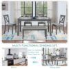 6 Pieces Kitchen Dining Set, Rectangular Wooden Dining Table With 4 Upholstered Chairs And A Bench, Dining Table Set For 6 People - Gray - Image 5