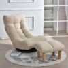 Japanese Style Single Reclining Sofa Chair With Adjustable Features Cotton For Balcony And Leisure - White - Image 5