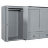 Queen Size Murphy Bed With USB Port, Large Drawer, And Wardrobe / Desk Combo Versatile Cabinet Bed - Gray - Image 3