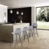 Bar Stools (Set of 2) Velvet Barstool Modern Counter Bar Height Chair With Back, Sturdy Metal Legs & Footrests, Island Stool For Kitchen Bar - Dark Gray - Image 19