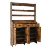 Minimalist 4 Door Shoe Cabinet With Coat Rack, Spacious Top, 3 Drawers, 8 Shelves, Metal Hooks And Handles For Hallway - Rustic Brown - Image 13
