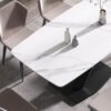 63" Modern Artificial Stone Dining Table, 6 People - White / Black - Image 4