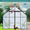 Double Door Polycarbonate Greenhouse Raised Base And Anchor Aluminum Heavy Duty Walk In Greenhouses For Outdoor Backyard In All Season - Black - Image 7