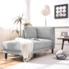 Mid-Century Modern Linen Corner Lounge Chair, Upholstered Indoor Chaise Lounge, Sleeper Sofa - Gray - Image 15