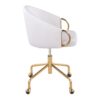 Claire - Contemporary / Glam Task Chair - Gold / White - Image 2