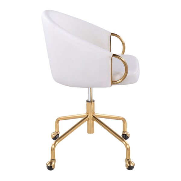Claire - Contemporary / Glam Task Chair - Gold / White