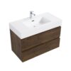 Alice - 36" Bathroom Vanity With Sink, Large Storage Wall Mounted Floating Bathroom Vanity For Modern Bathroom, One-Piece Sink Basin Without Drain And Faucet - White / Walnut - Image 6