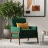 Cole - Solid Wood Lounge Chair - Green Fabric - Image 13