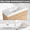 Original 48" Freestanding Bathroom Vanity With Resin Sink Soft Closing Doors And Drawers Plywood Construction - Oak - Image 6
