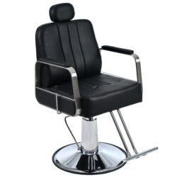 Premium Reclining Barber Chair Salon Chair For Hair Stylist With Heavy Duty Hydraulic Pump, 360° Rotation, Tattoo Chair Shampoo Beauty Salon Equipment, Max Load Weight 400 Lbs - Black
