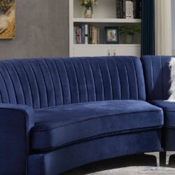 Velvet Curved Sofa - Navy Blue