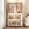 Portable Wardrobe Closet Storage Organizer With 9 Magnetic Doors - Cream White - Image 10