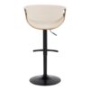 Curvo - Mid-Century Modern Adjustable Barstool With Swivel With Rounded T Footrest (Set of 2) - Black / Walnut / Cream - Image 5