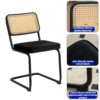 Dining Chairs, Velvet Rattan Side Accent Chairs With Painted Legs, Modern Mid - Century Breuer Designed Chairs, Upholstered Dining Living Room Kitchen Chairs (Set of 2) - Black - Image 5