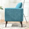 Accent Chair, Boucle Chair, Barrel Chair, Fabric Armchair Club Chair, Upholstered Arm Chair With Solid Wood Legs, Waist Pillow, Padded Single Chair For Living Room / Bedroom / Study / Waiting Room - Teal - Image 7
