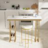 Modern Straight Bar Table With Shelves - White / Gold - Image 6