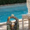 Decorative Two Tiered Water Fountain With Woodland Animal Design, Outdoor Fountain With Light And Pump - Dark Gray - Image 7