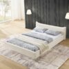 Queen Size Upholstered Platform Bed Frame With Curved Headboard - Beige - Image 5