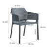 3 Piece Plastic Arm Chair Bistro Grs Premium Ocean Plastic - Charcoal - Image 4