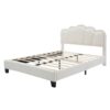 Full Size Upholstered Flower-Shape Bed, Elegant Flowers Headboard With LED Light Strip, Sherpa Fabric Platform Bed With Slats Support - White - Image 6