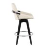 Cosmo - Contemporary Fixed Height Counter Stool With Swivel And Round Footrest (Set of 2) - Black / Cream - Image 3