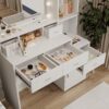 43.31" Newly Designed Smart Mirror Dressing Table With Drawers And Storage Cabinet, Dressing Table With Dressing Pad For Bedroom, Dressing Room - White - Image 9
