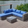 Luxurious Comfort Patio Sofa With Cushions - Blue / Gray - Image 13