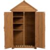 Outdoor Storage Cabinet, Garden Wood Tool Shed, Outside Wooden Shed Closet With Shelves And Latch For Yard - Light Brown - Image 8