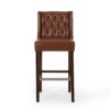Solstara - Upholstered Leather Dining Barstool With Button Tufted And Wing Back - Light Brown - Image 5