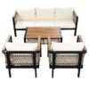 4 Pieces Outdoor Sectional Sofa Set 5 Person Patio Seating Group Outdoor Conversation Set With Cushions And A Coffee Table For Patios, Gardens, Or Balcony - Beige - Image 15