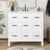 Bathroom Vanity Cabinet With Resin Integrated Sink 4 Drawers, 2 Doors - White - Image 5